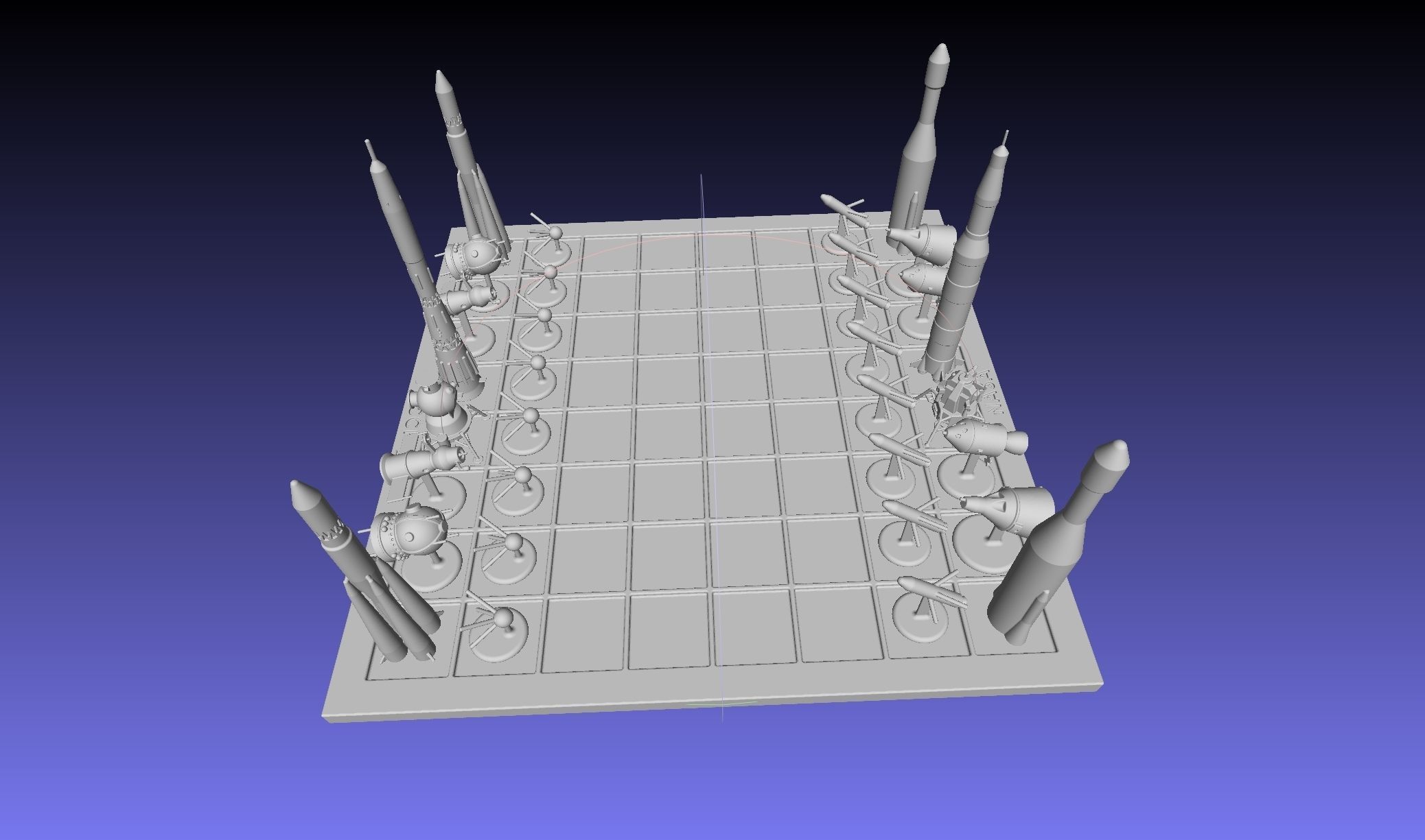 Space Race Themed Chess Set Game Pieces 3D print model_1