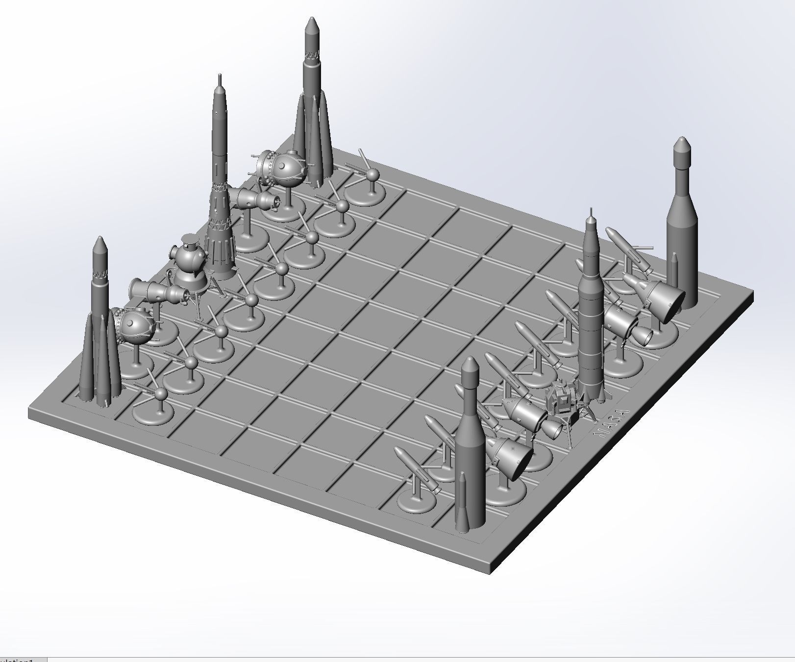 Space Race Themed Chess Set Game Pieces 3D print model_4