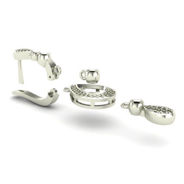 WOMAN SET RING AND EARRINGS 3D Model Collection_5
