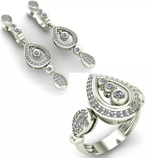 WOMAN SET RING AND EARRINGS 3D Model Collection_0