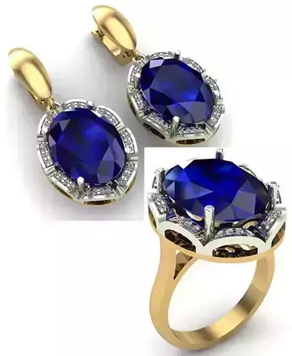 WOMAN SET RING AND EARRINGS