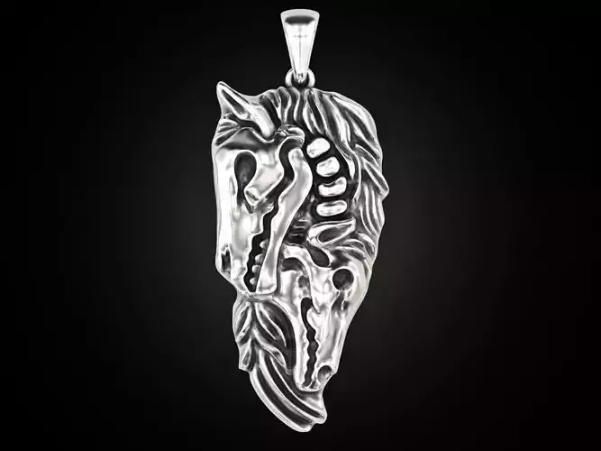 Pendant Double Horse Skull