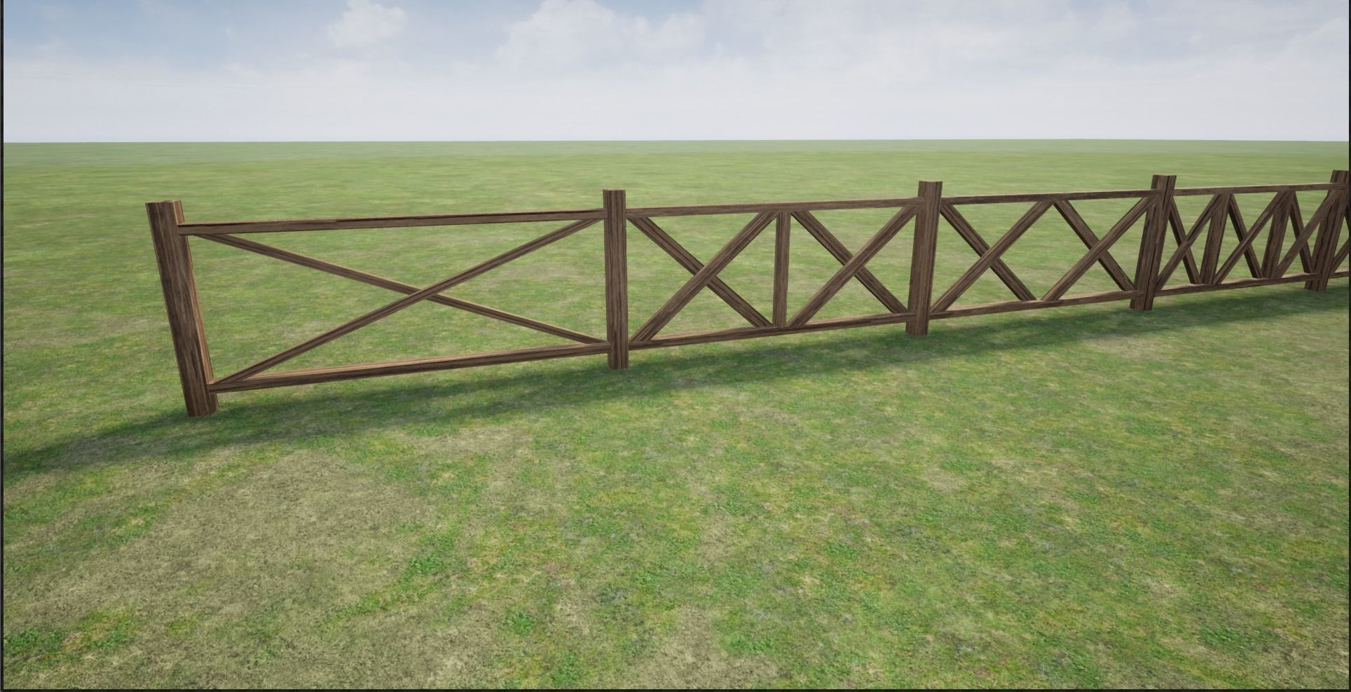Modular Wooden Fence Low-poly 3D model_7