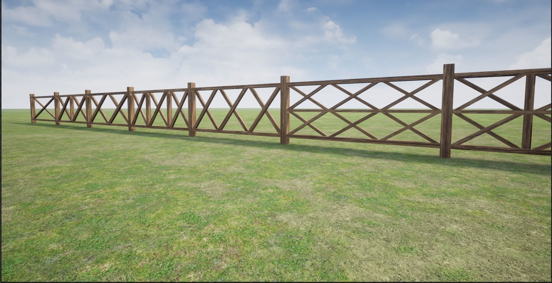 Modular Wooden Fence Low-poly 3D model_6