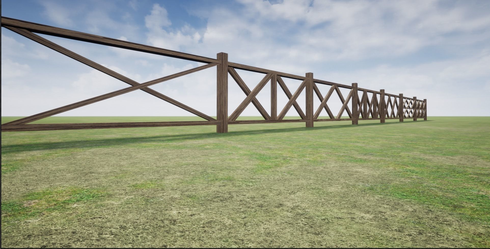Modular Wooden Fence Low-poly 3D model_2