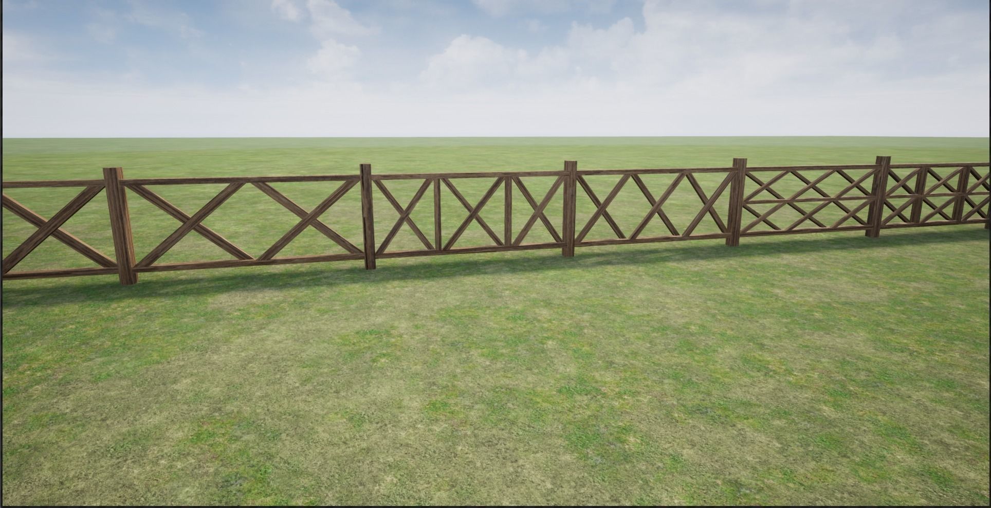Modular Wooden Fence Low-poly 3D model_5
