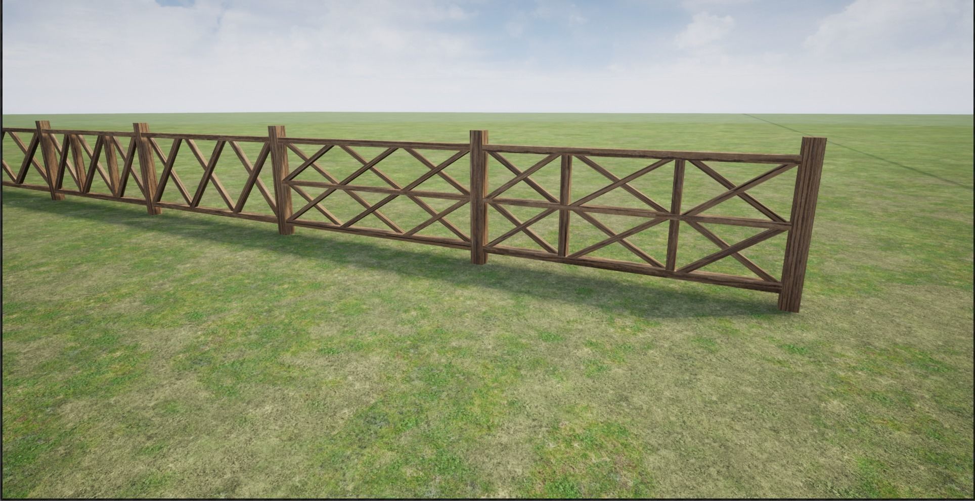 Modular Wooden Fence Low-poly 3D model_3