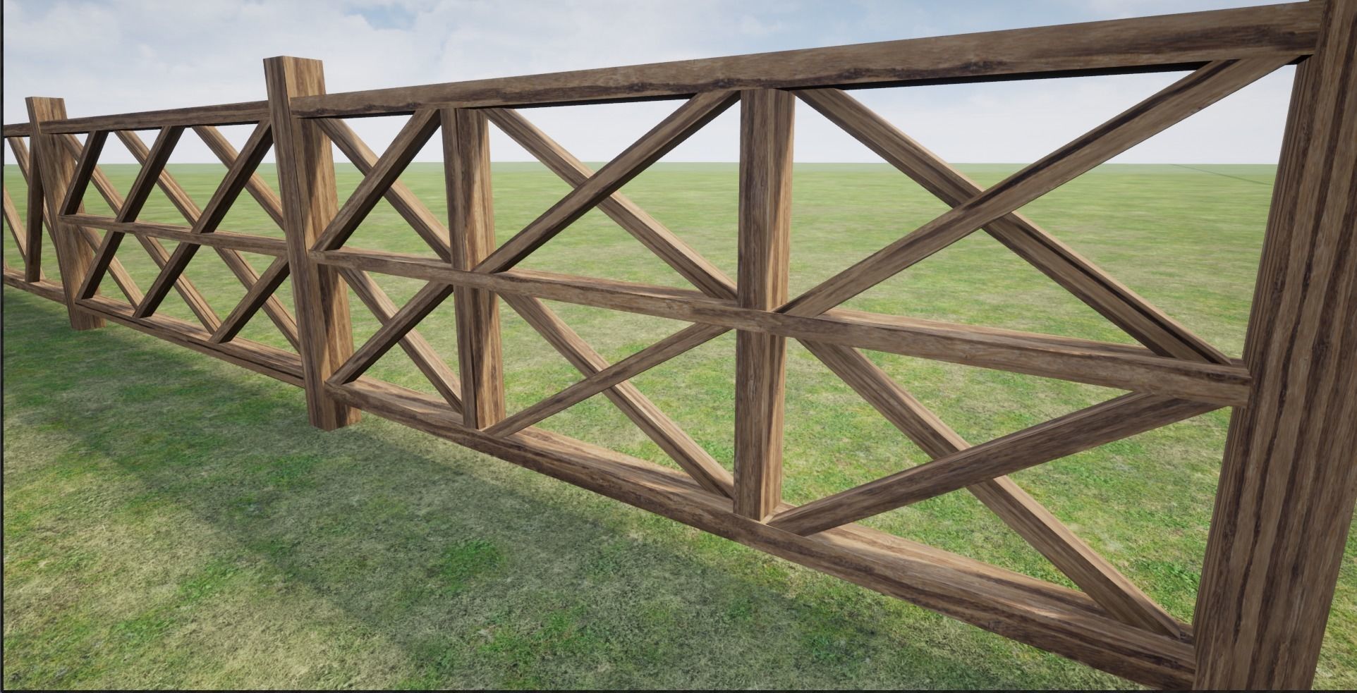 Modular Wooden Fence Low-poly 3D model_4