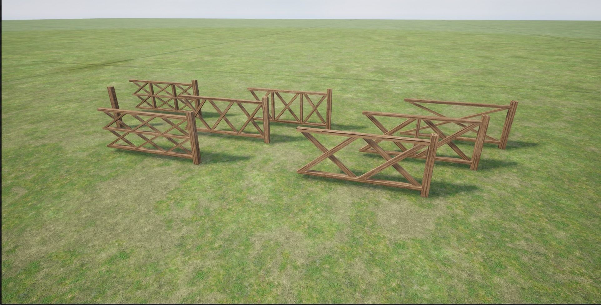 Modular Wooden Fence Low-poly 3D model_9