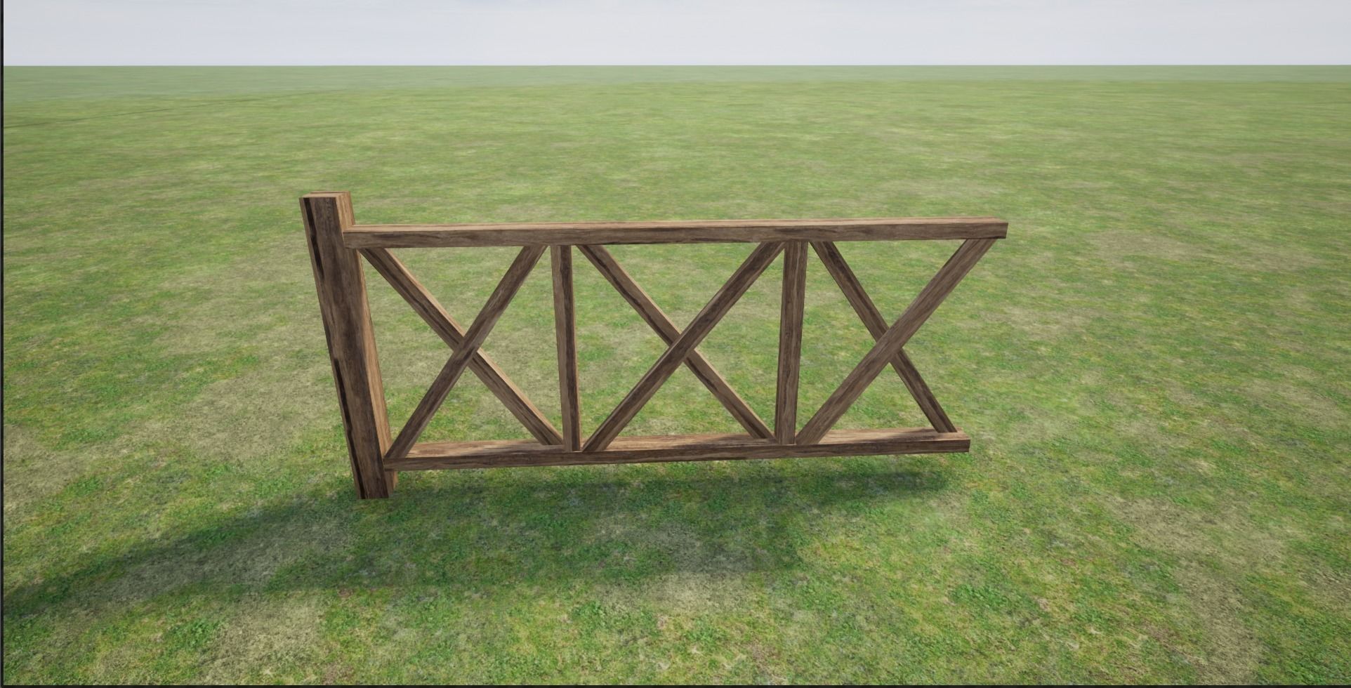Modular Wooden Fence Low-poly 3D model_16