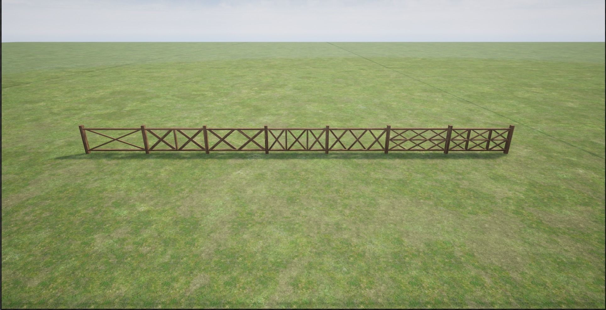 Modular Wooden Fence Low-poly 3D model_8