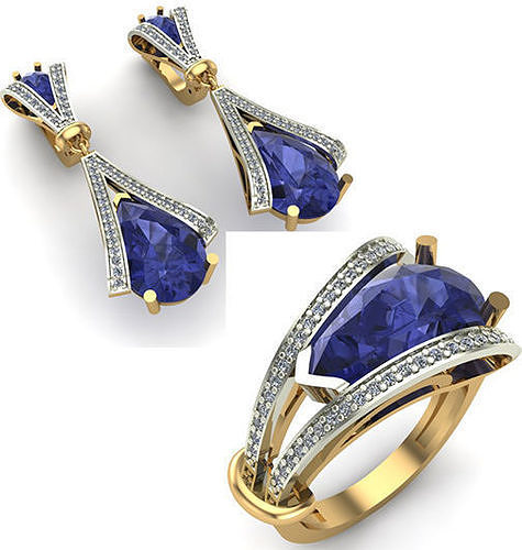 WOMAN SET RING AND EARRINGS 3D Model Collection