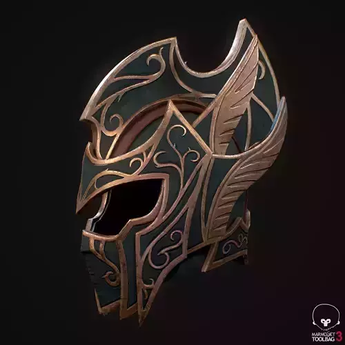Elf fantasy helmet PBR Low-poly 3D model