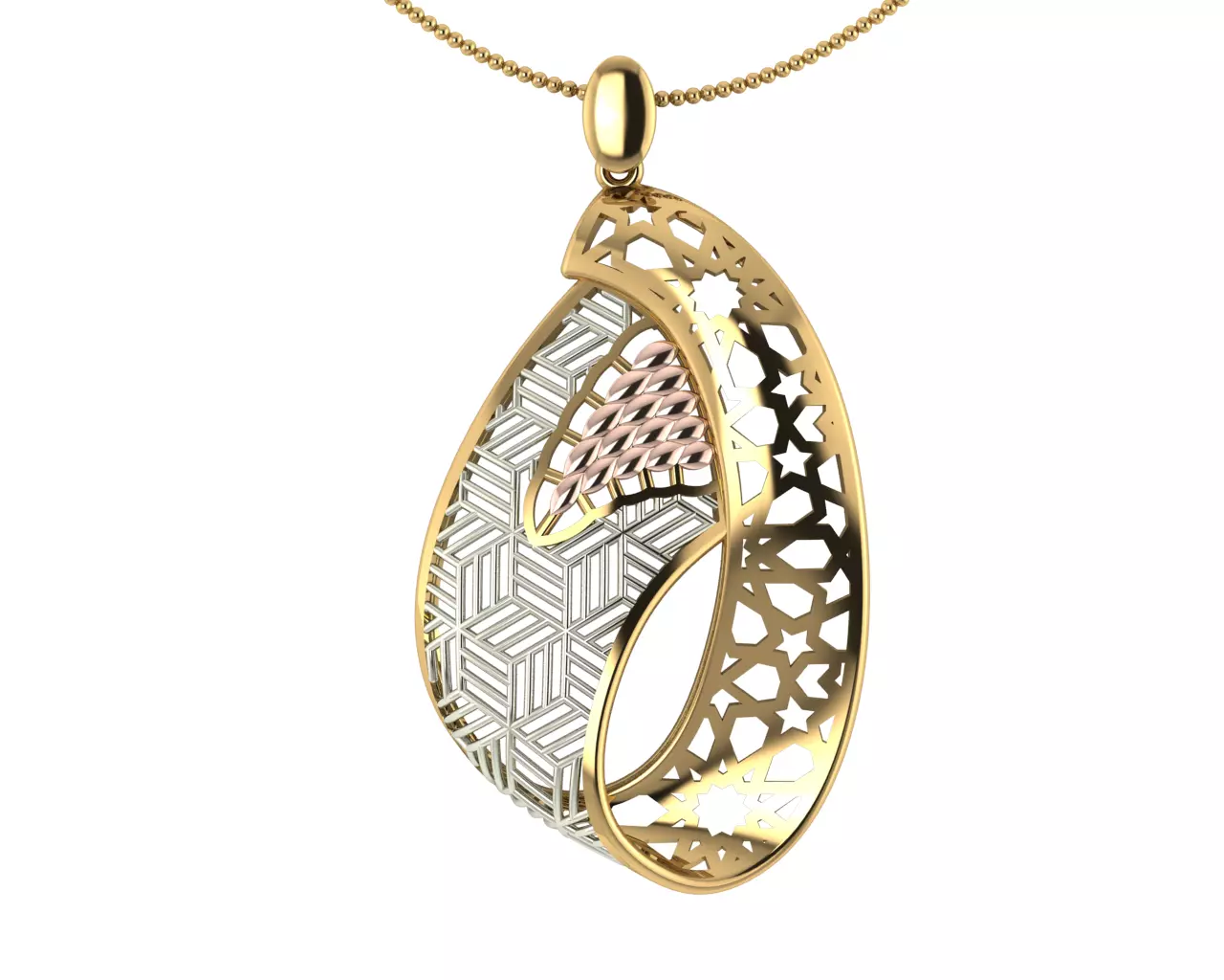 Gold Necklace 3D model_0