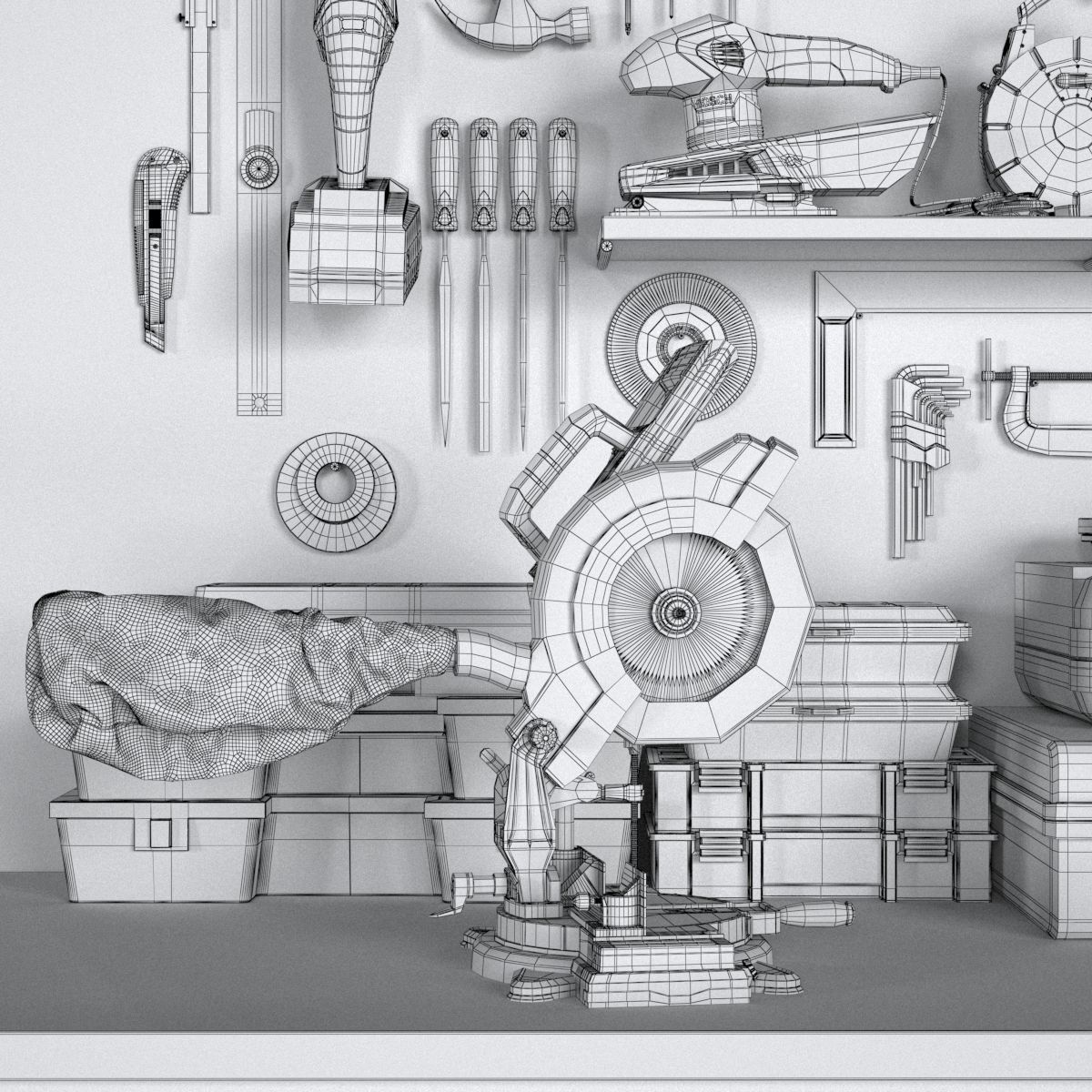 garage tools set 2 Low-poly 3D model_12