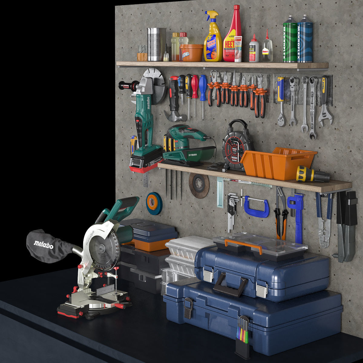 garage tools set 2 Low-poly 3D model_5