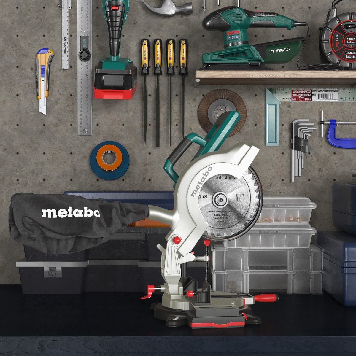 garage tools set 2 Low-poly 3D model_4
