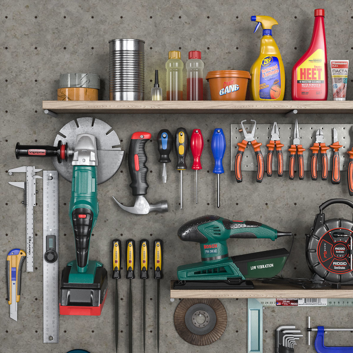 garage tools set 2 Low-poly 3D model_1
