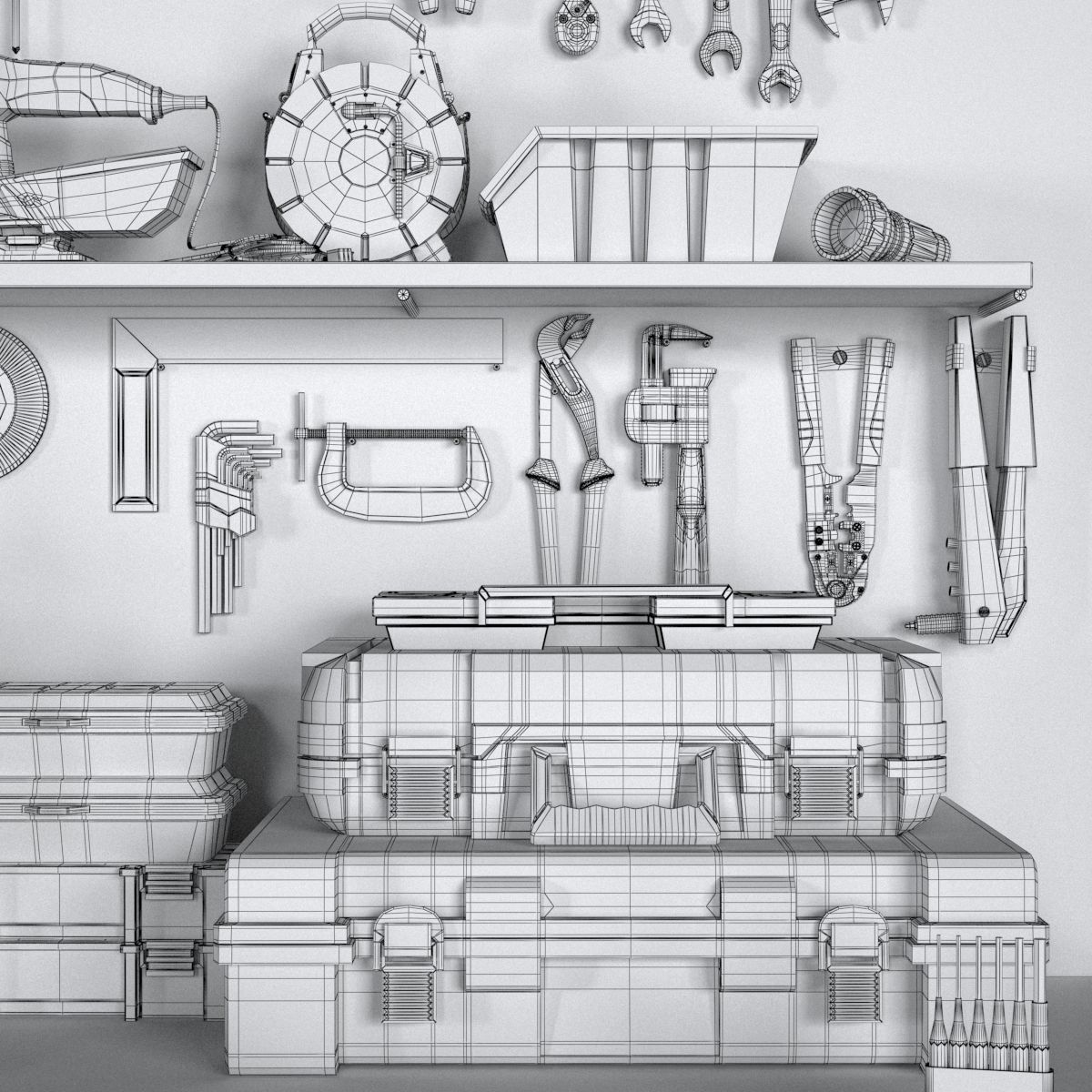garage tools set 2 Low-poly 3D model_11