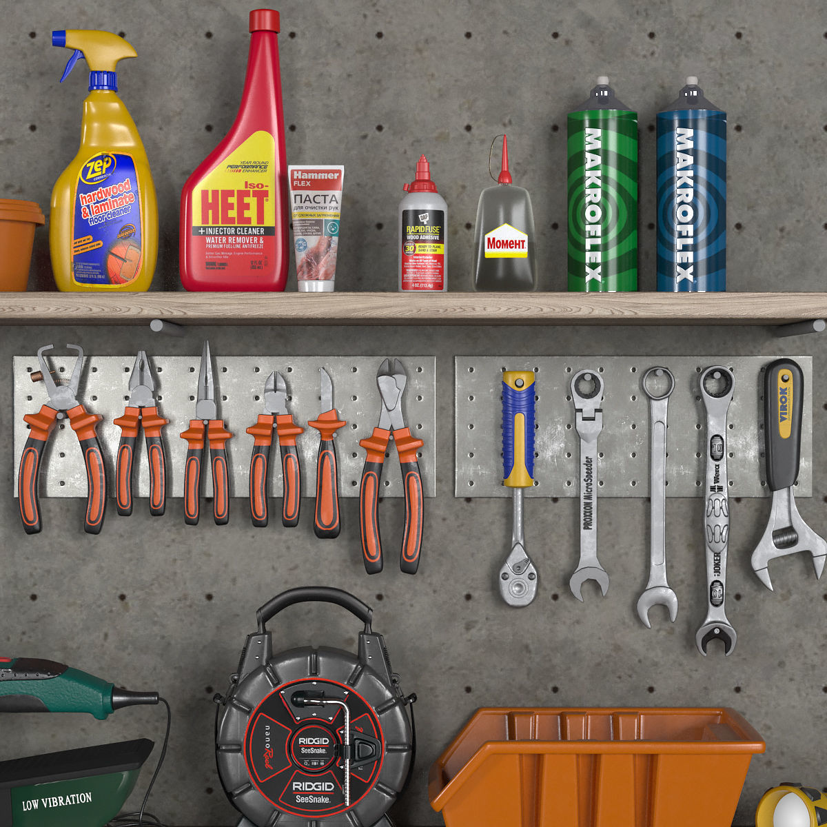 garage tools set 2 Low-poly 3D model_2