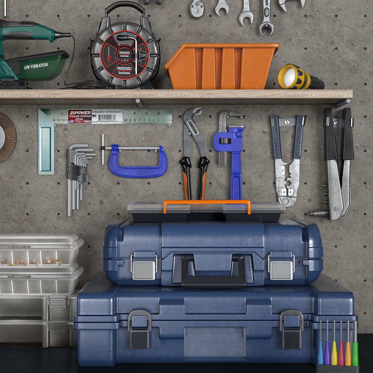 garage tools set 2 Low-poly 3D model_3