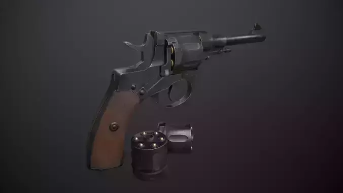 Nagant M1895 Revolver Low-poly 3D model