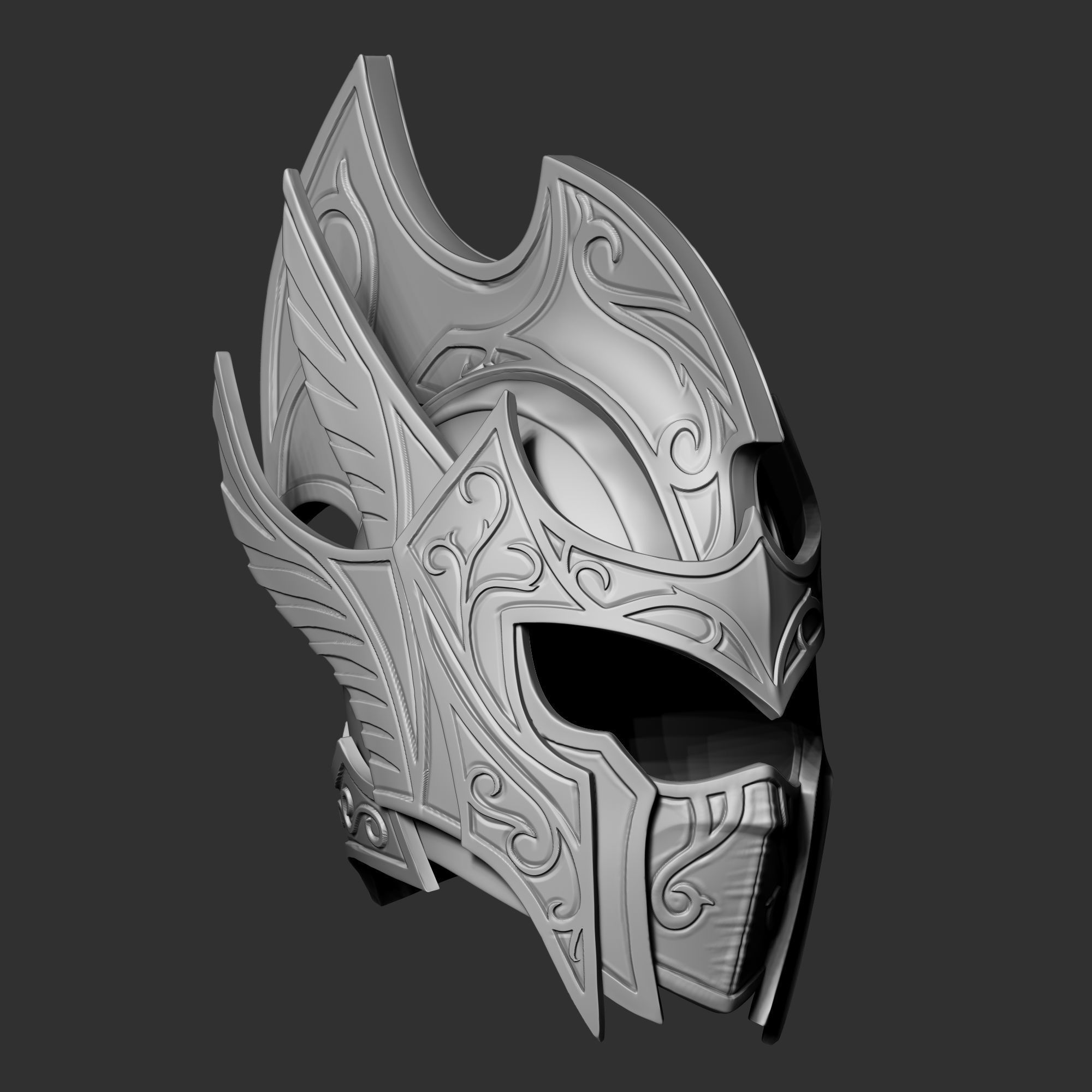 Zbrush Elf fantasy helmet 3D model_4