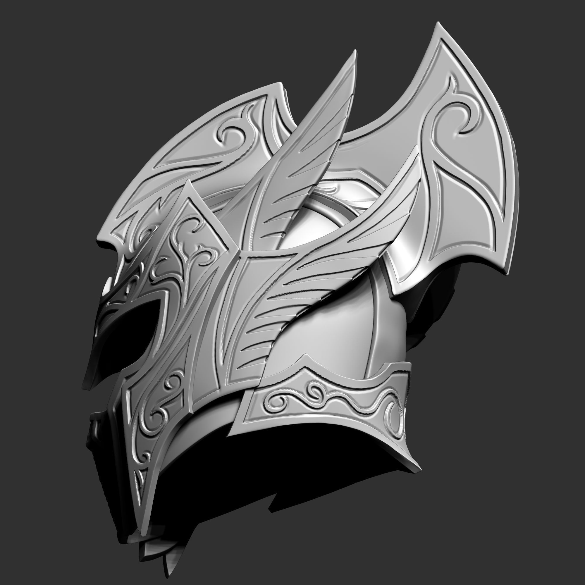 Zbrush Elf fantasy helmet 3D model_7