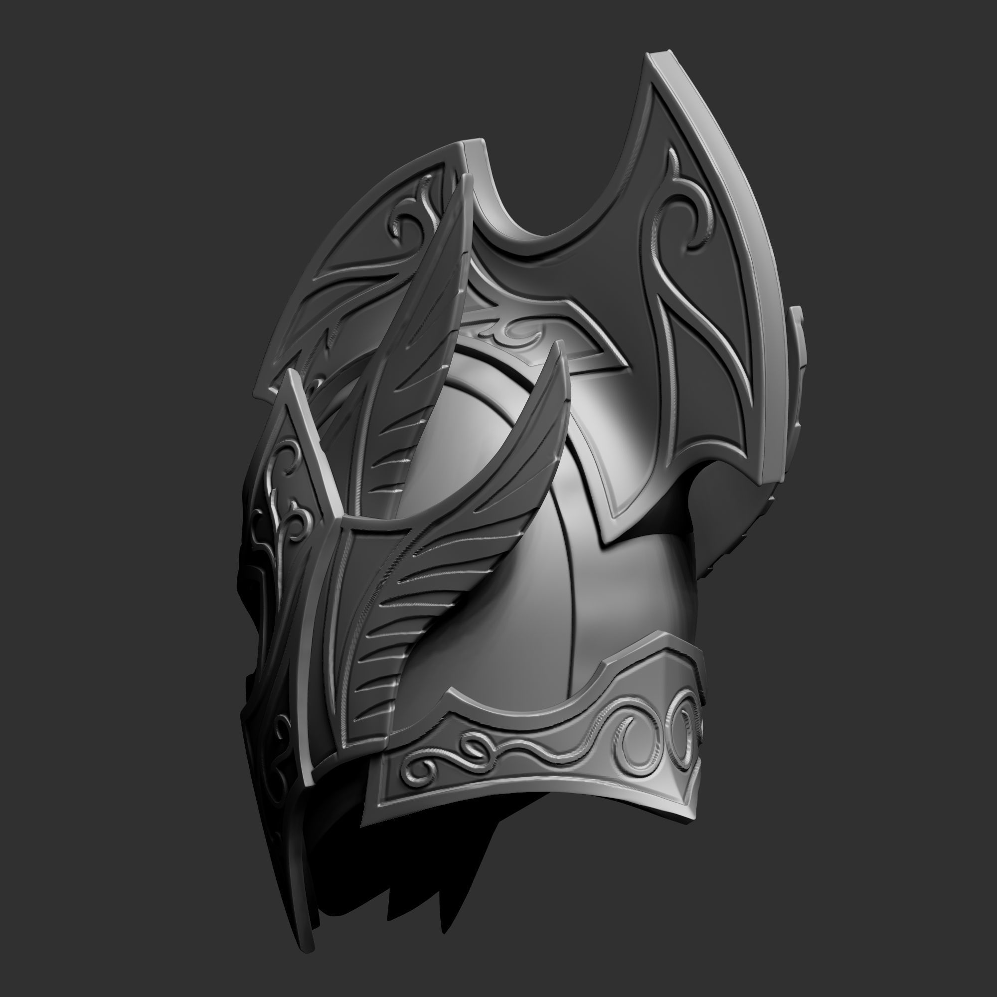 Zbrush Elf fantasy helmet 3D model_2