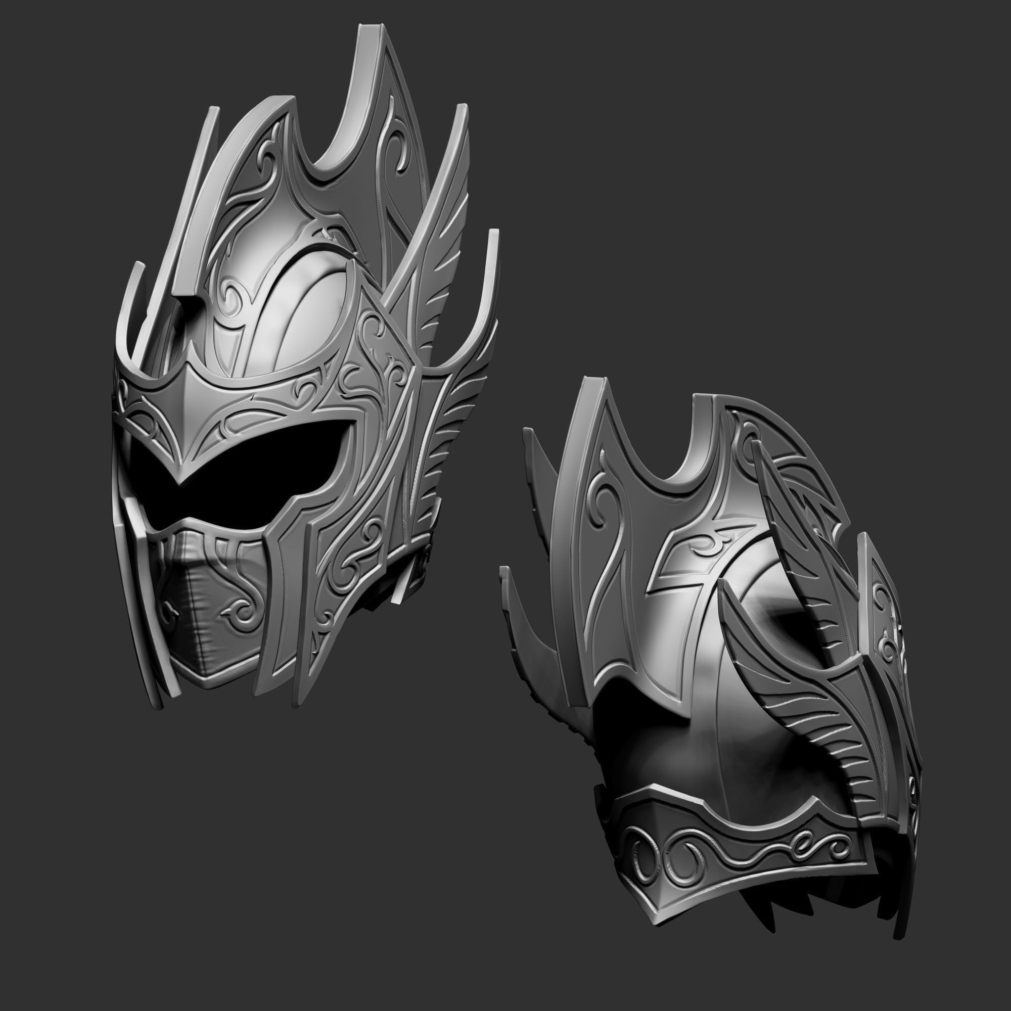 Zbrush Elf fantasy helmet 3D model_8