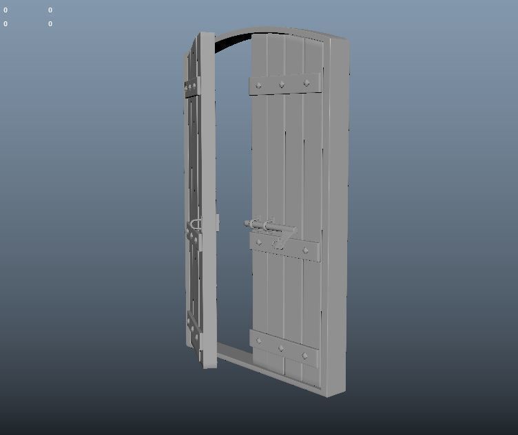 door old Low-poly 3D model_2