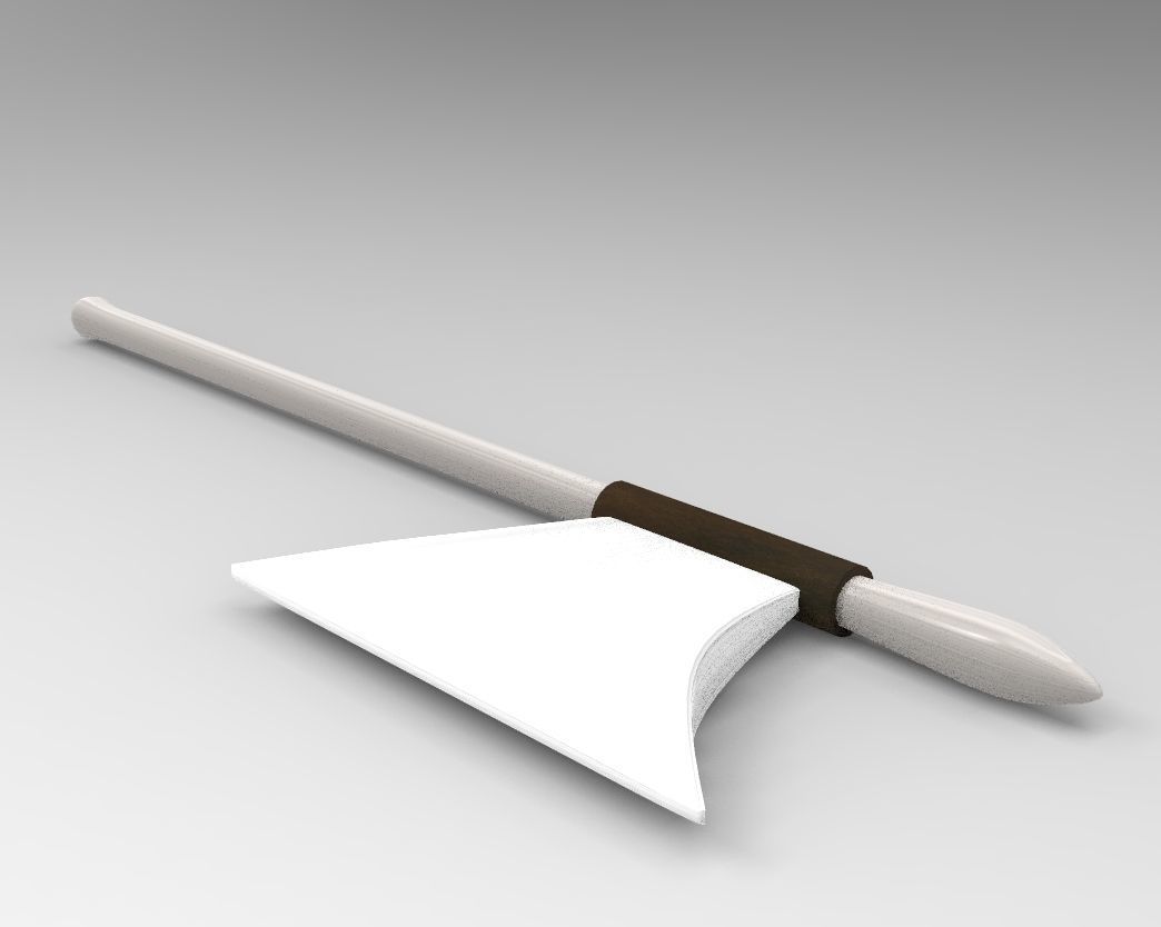 axe 3d model with wooden handle Low-poly 3D model_2