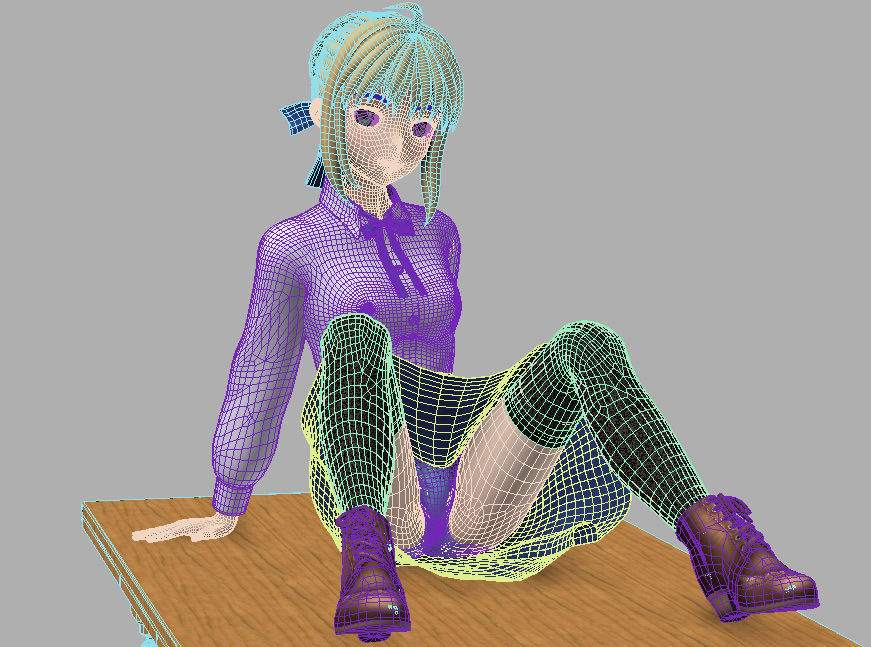 Saber anime girl pose 02 3D model_15