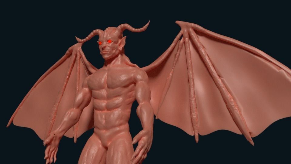 satan demon with wings 3D model_1