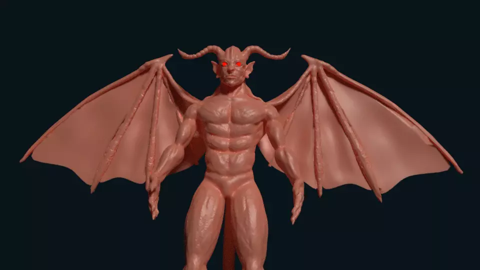 satan demon with wings 3D model_0