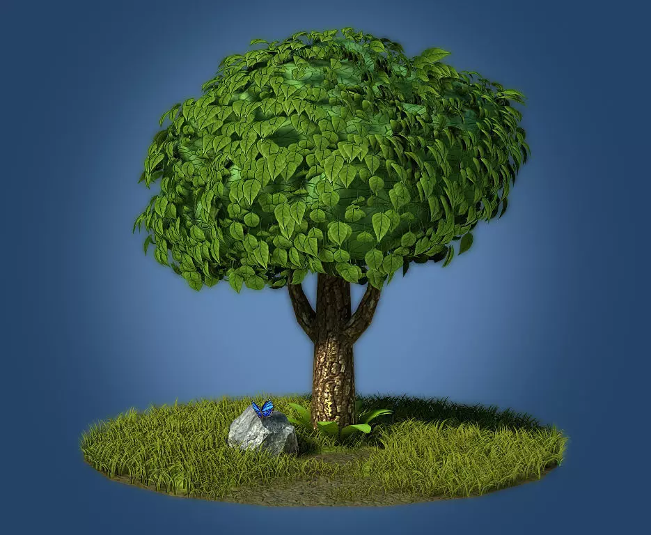 Cartoon tree Low-poly 3D model_0