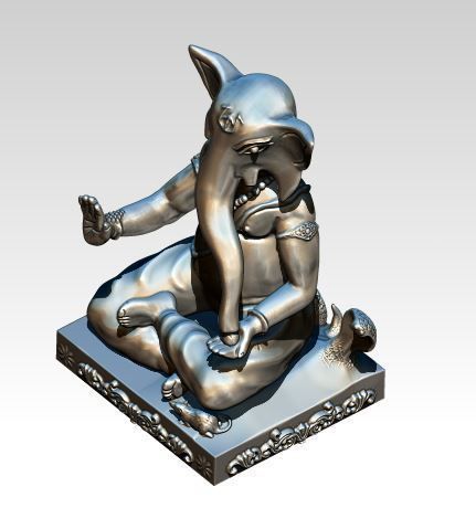 Ganesha silver statue of lord 3D print model_4