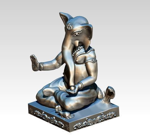 Ganesha silver statue of lord 3D print model_2