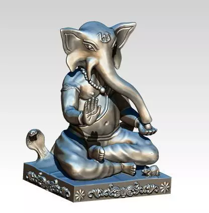 Ganesha silver statue of lord 3D print model_0