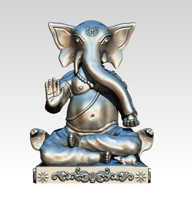 Ganesha silver statue of lord 3D print model_3