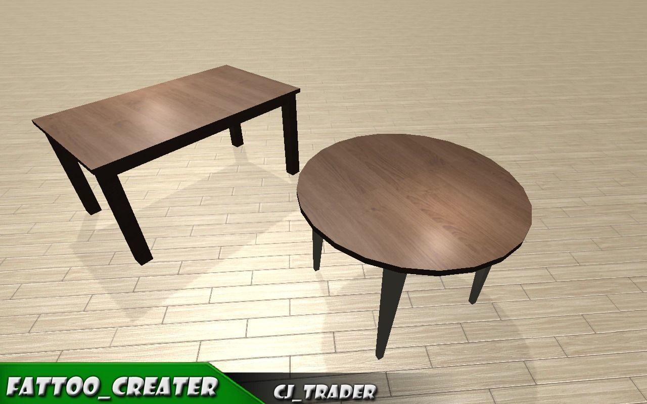 Kitchen Dining table set low poly 3d model Low-poly 3D model_2