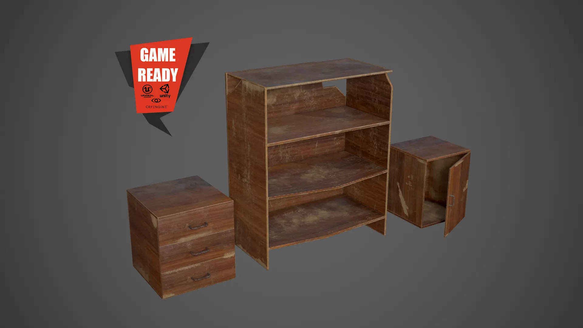OLD FURNITURE Low-poly 3D model_0