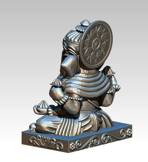 Ganesha in silver 3D print model_2
