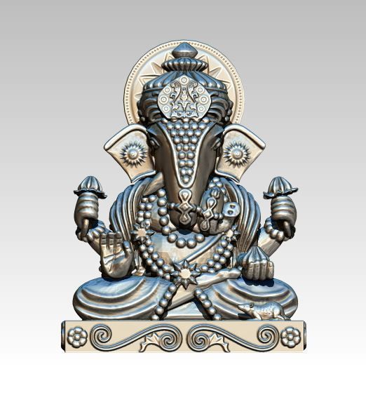 Ganesha in silver 3D print model_5