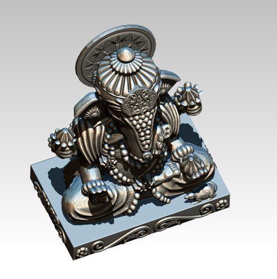 Ganesha in silver 3D print model_4