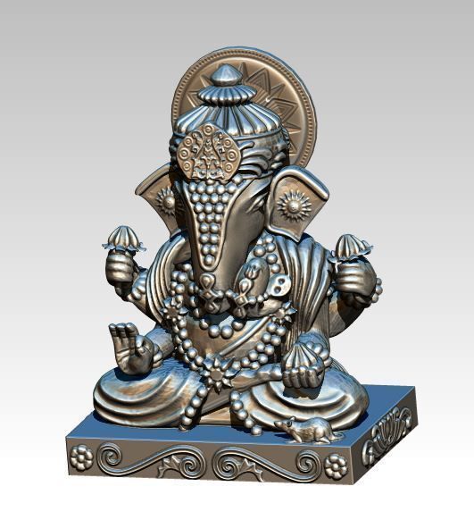 Ganesha in silver 3D print model_1