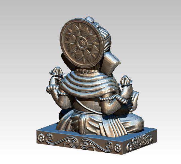 Ganesha in silver 3D print model_3