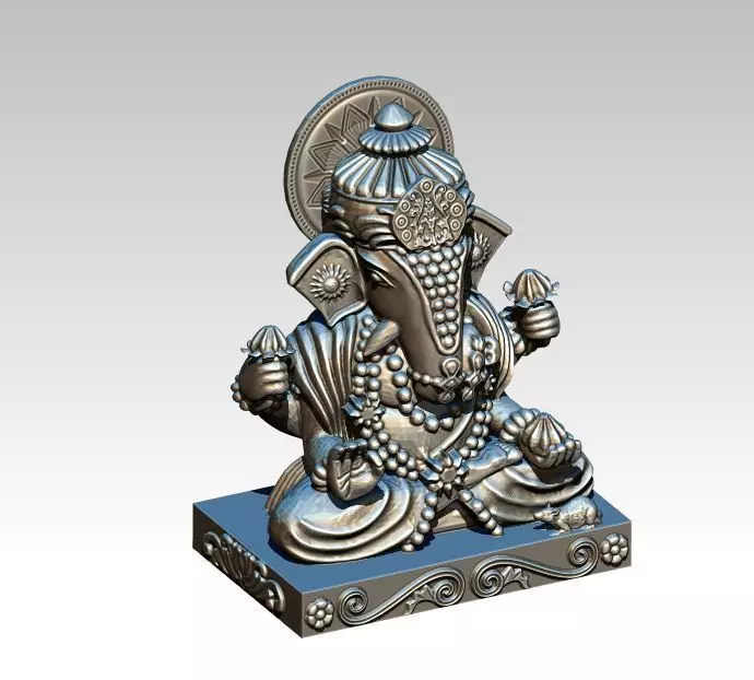 Ganesha in silver 3D print model_0