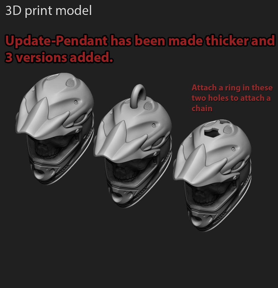 skull pendant jewelry Biker helmet vol5  3D print model_7