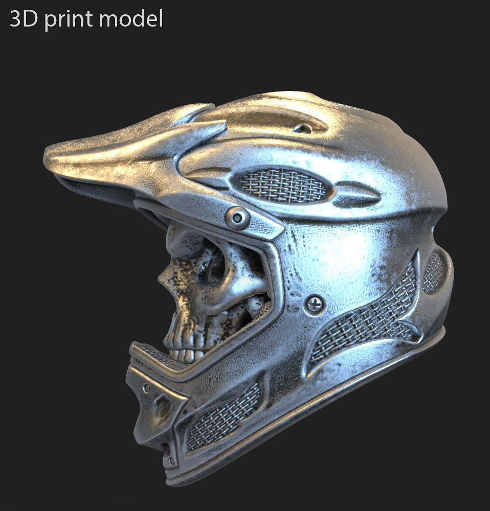 skull pendant jewelry Biker helmet vol5  3D print model_3